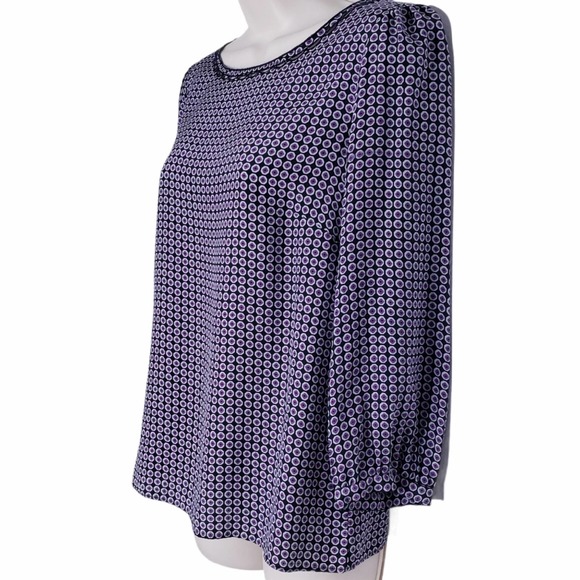 J. Crew Silk Black Geometric Print 3/4 Sleeve Top 4 - Picture 2 of 6